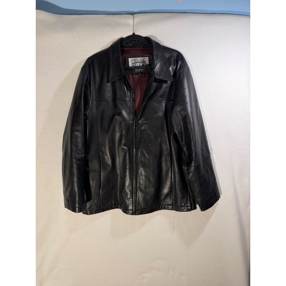 Pelle Studio Wilsons Leather Jacket Mens Medium Black Full Zip Collared Coat